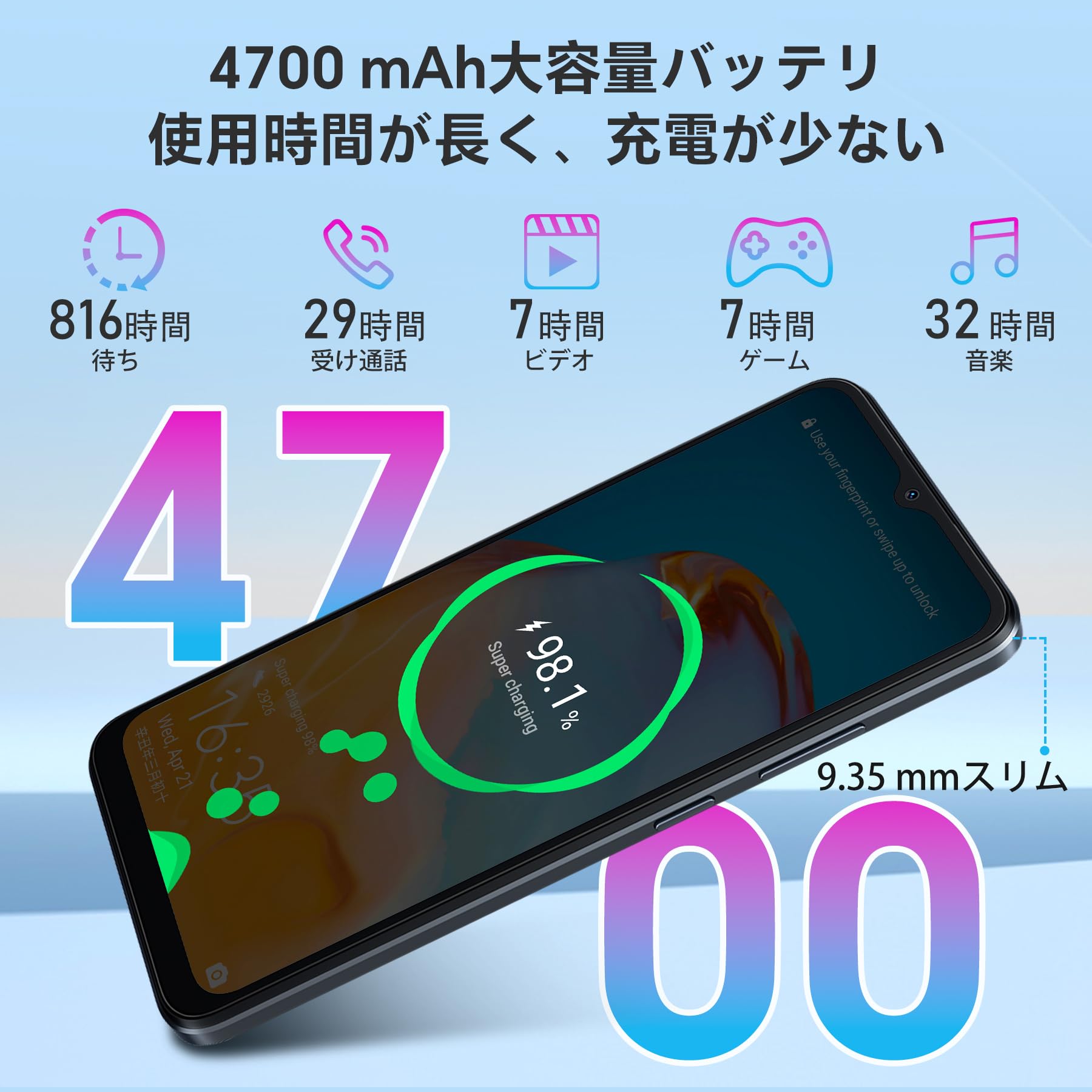 Amazon | 𝘽𝙡𝙖𝙘𝙠𝙫𝙞𝙚𝙬 OSCAL Flat1C スマホ 4GB RAM 32GB ROM