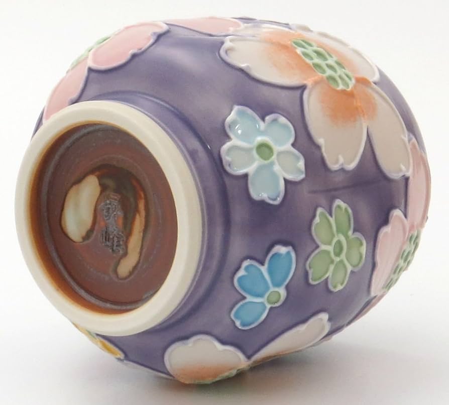 Amazon｜京焼 清水焼 昇峰窯 組湯呑 交趾花尽くし (紫 桃) A5-3