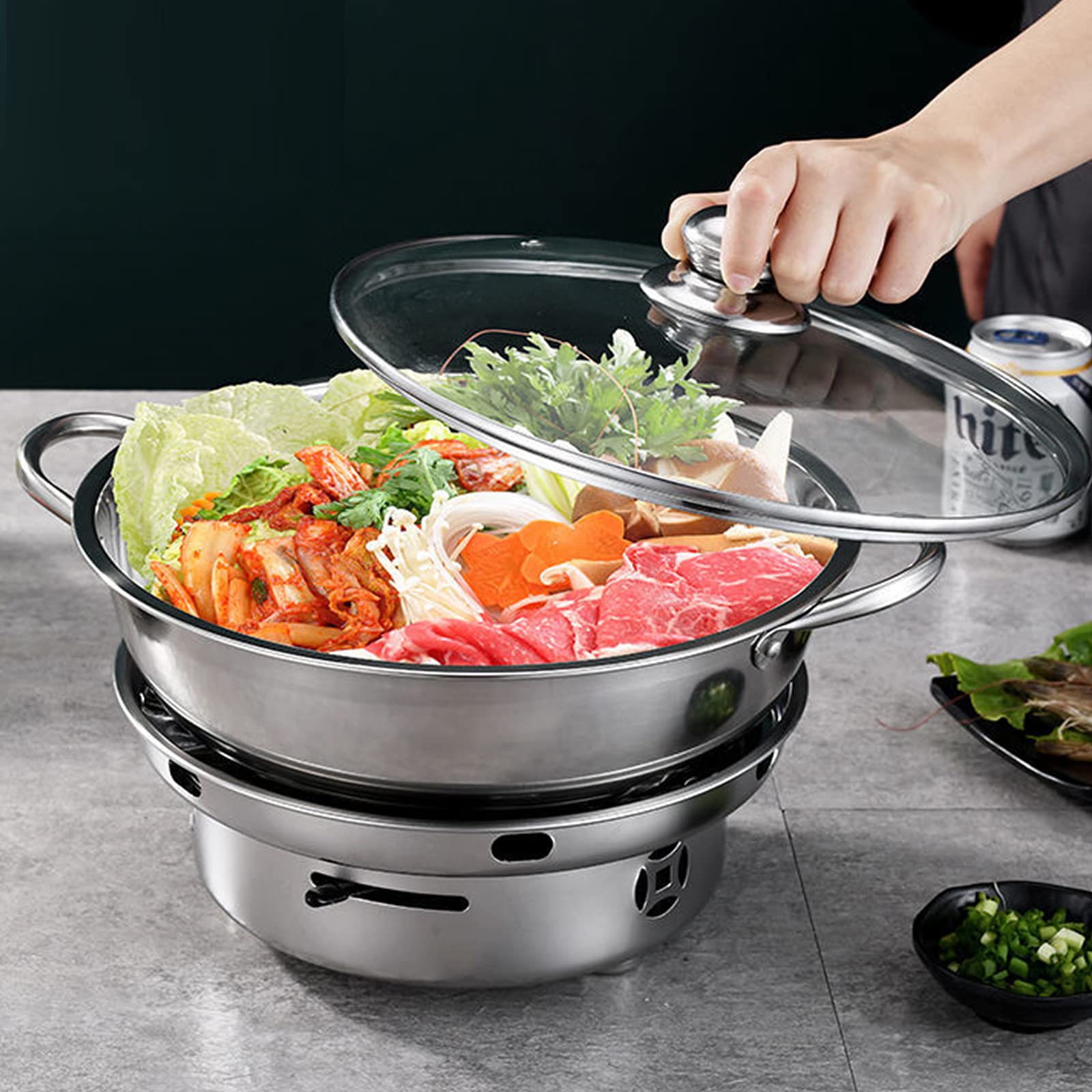 売り切りたい為！】 金色 アルコールストーブ 鳥の取っ手付き、一人鍋