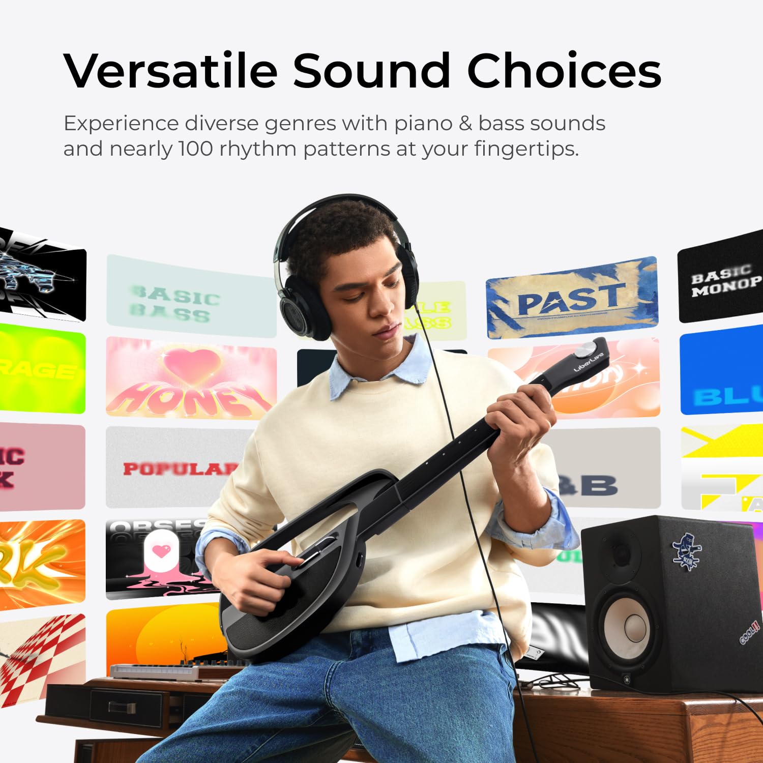 LiberLive C1 Stringless Smart Guitar, Foldable Travel Backing