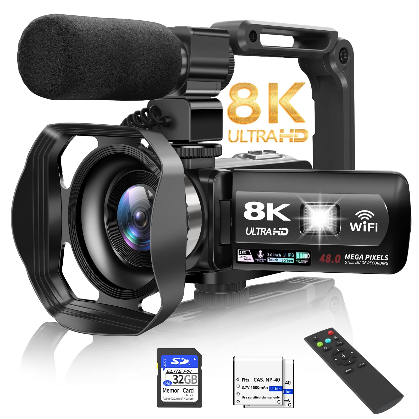 Amazon.com : Video Camera, 8K Camcorder 48MP 15FPS UHD WiFi