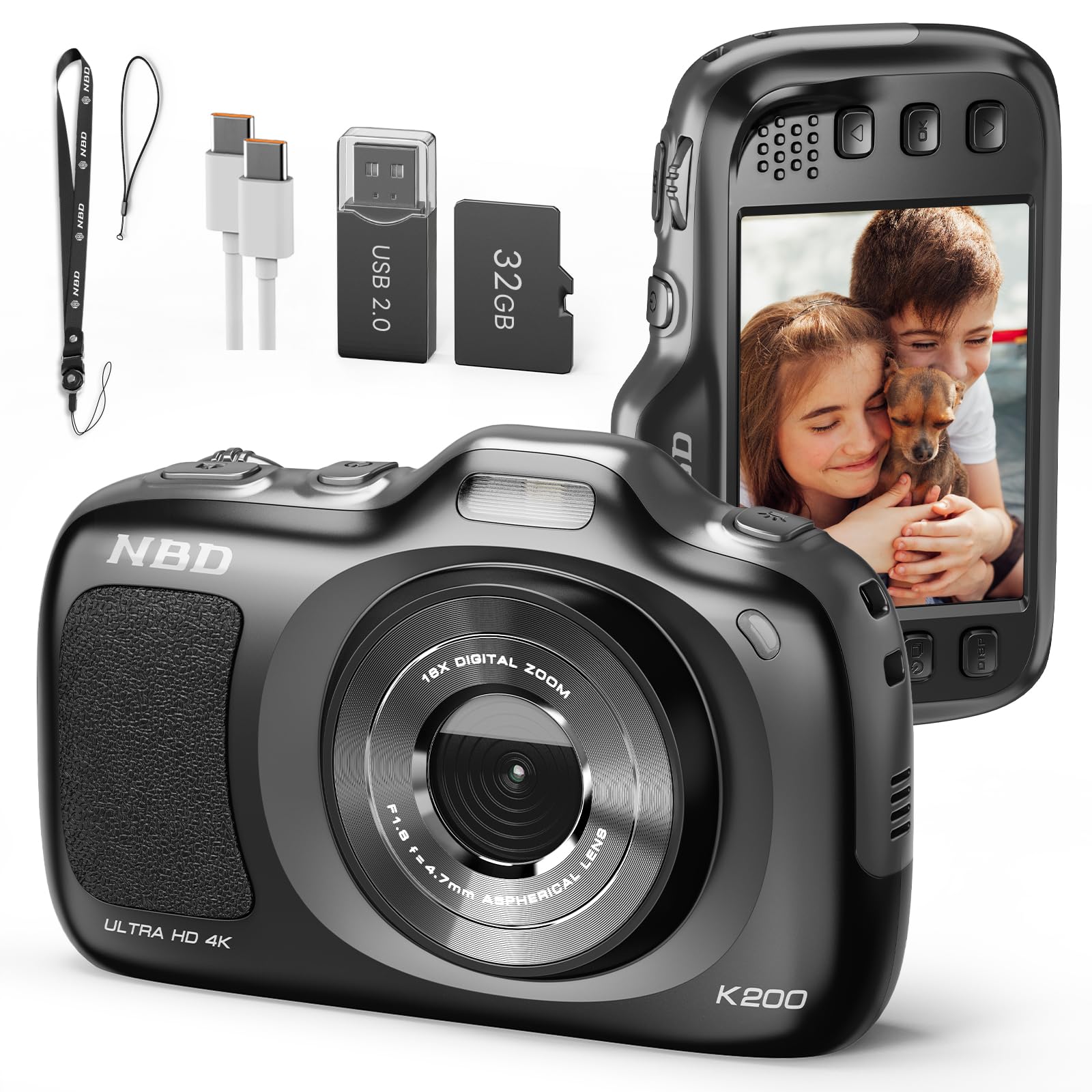 Amazon | NBD 6400万画素 4K コンデジ【USB抜即転】16倍ズーム 120g超