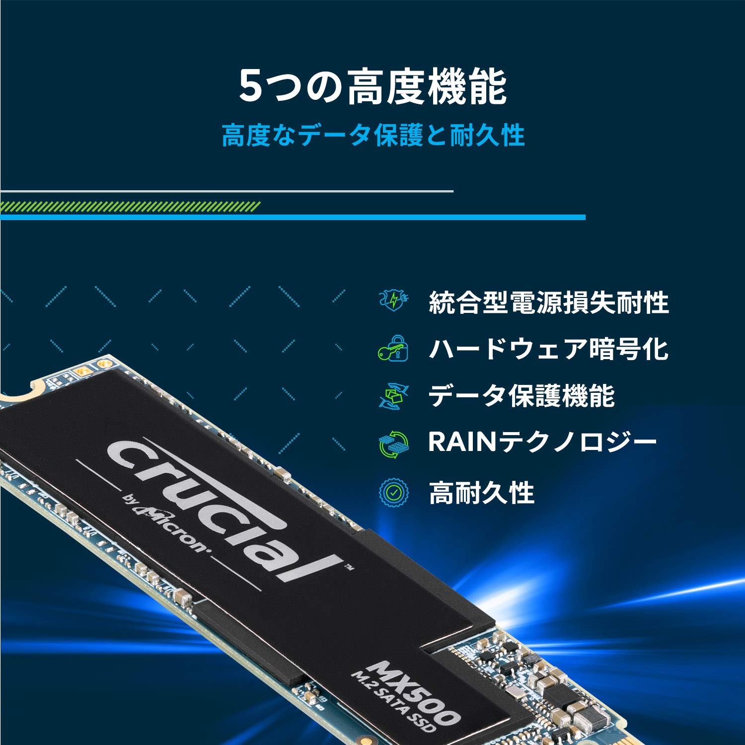Amazon | Crucial SSD M.2 1000GB MX500シリーズ SATA3.0 Type 2280SS