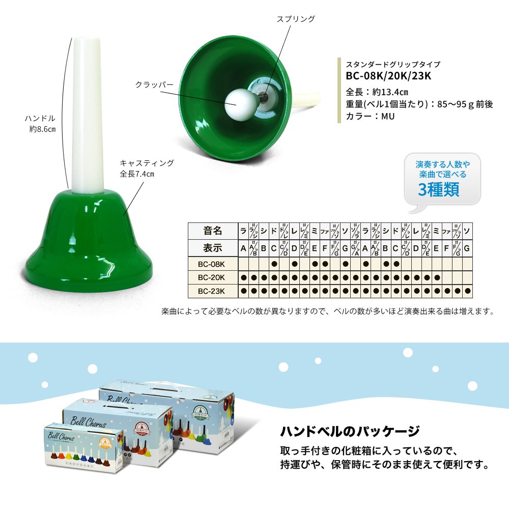 Amazon.co.jp: KC ベルコーラス (ハンドベル) 20音 セット BC-20K/MU