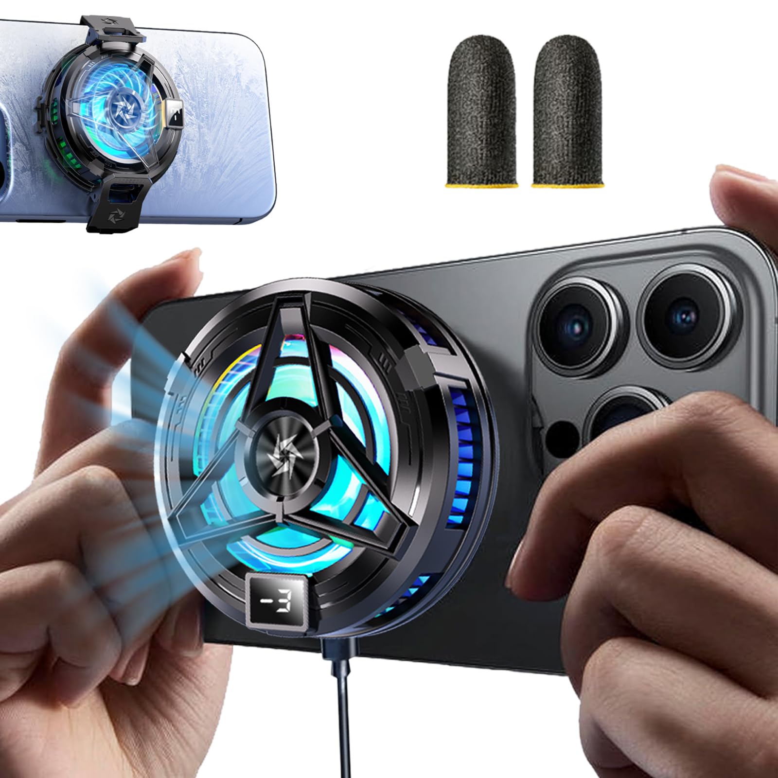 Amazon | スマホ 冷却ファン 【2025年最新LED温度表示】 磁気式