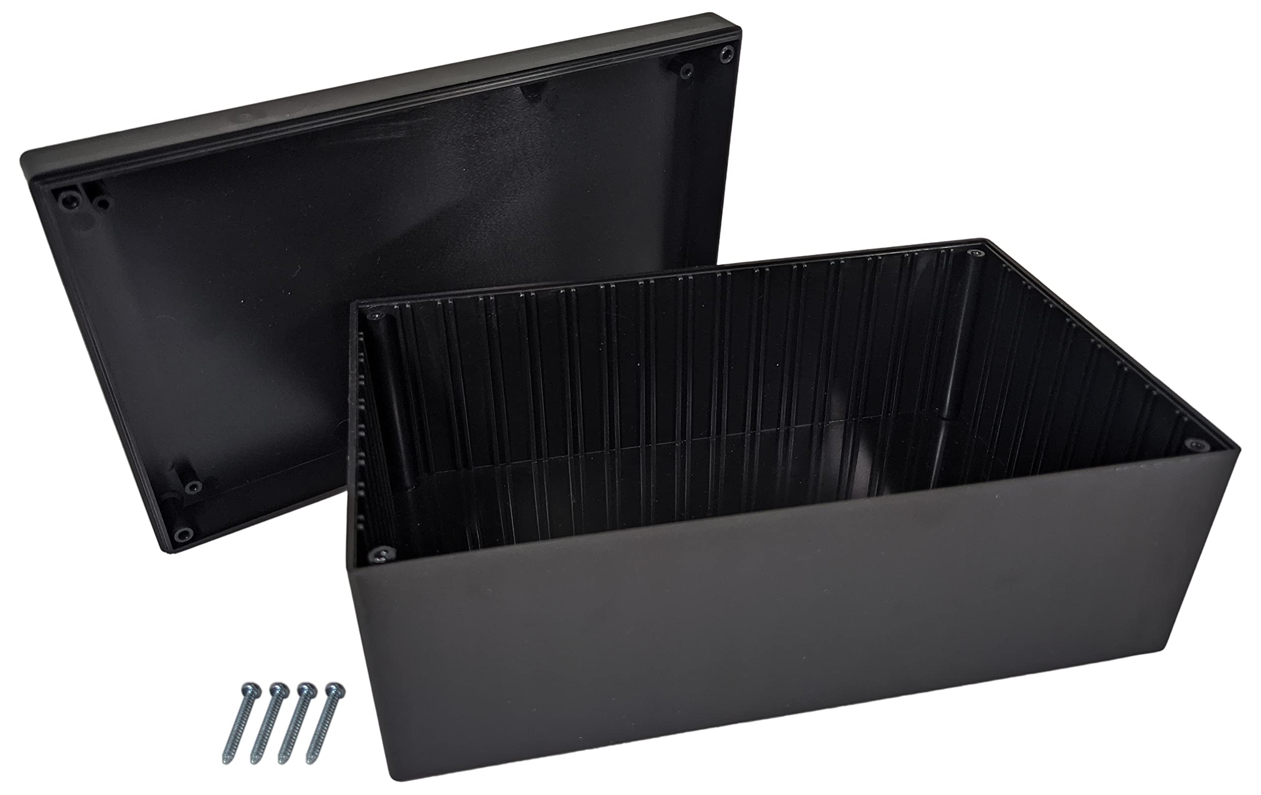 Black ABS Plastic Enclosure Project Box with Lid and Screws, 8.82