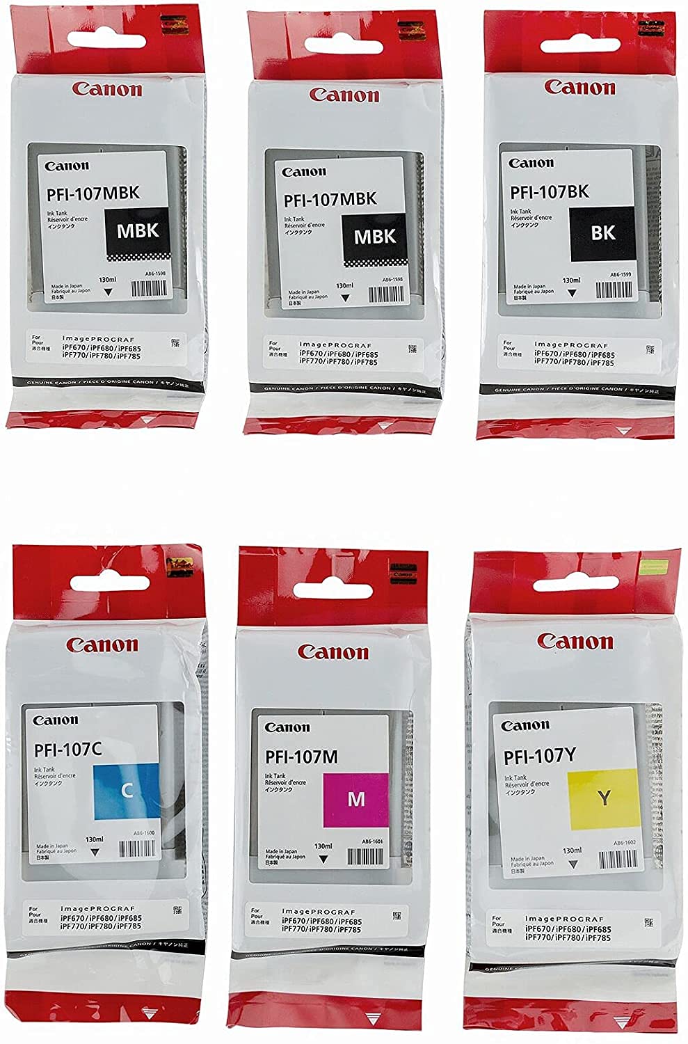 Amazon.co.jp: Canon PFI-107 セット 純正 Pfi-107 6パック 5色インク