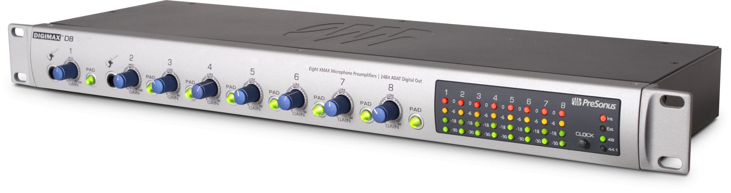 Amazon | PreSonus DigiMax D8 Eight-Channel Preamp with 48 kHz ADAT