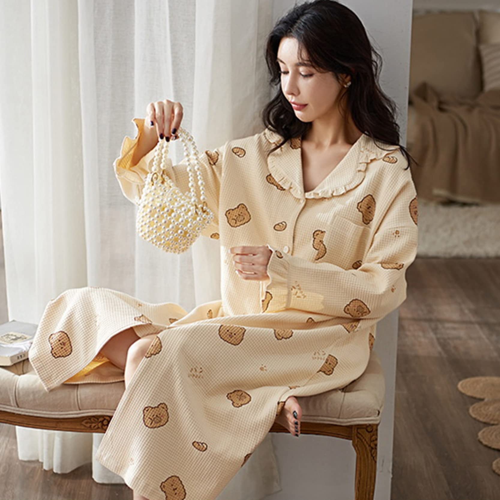 Amazon.co.jp: パジャマ レディース ネグリジェ シヤツワンピース 前