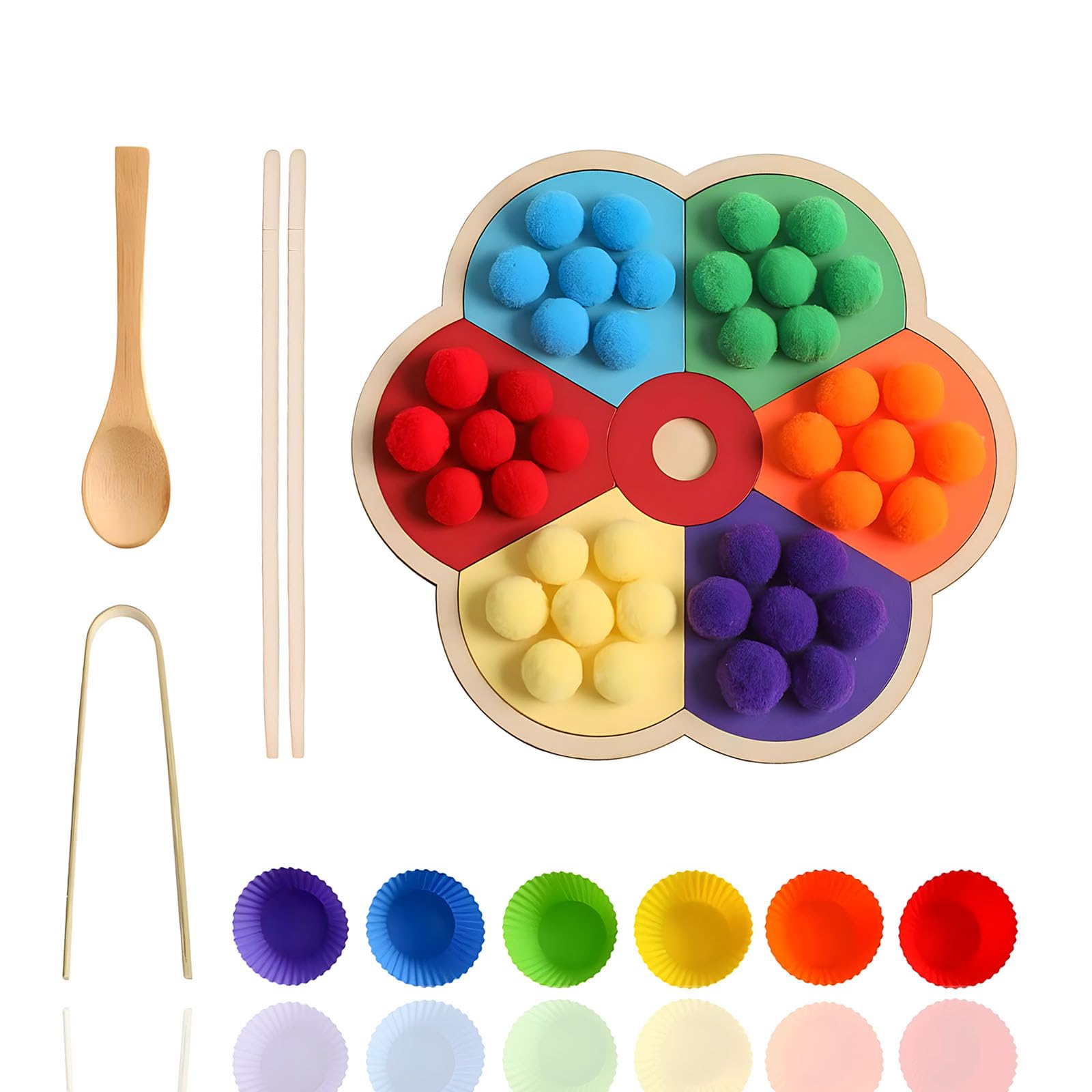 Amazon | 箸トレーニングおもちゃ 虹の積み木 木製パズル 形合わせ