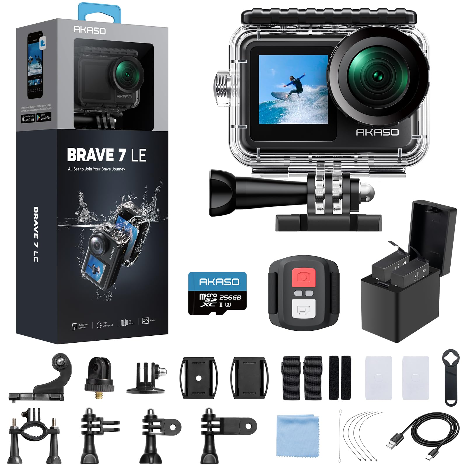 Amazon.com : AKASO Brave 7 LE 4K30fps Action Camera with 256GB
