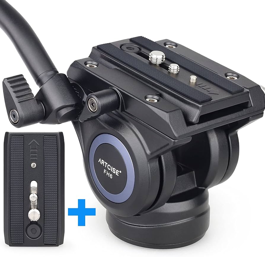 Amazon | ビデオフルードヘッド 高耐久カメラ三脚 流体ドラッグパン