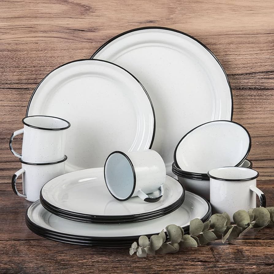 希少新品CINSA エナメルウェア キャンプ食器セット 16点デッドストック