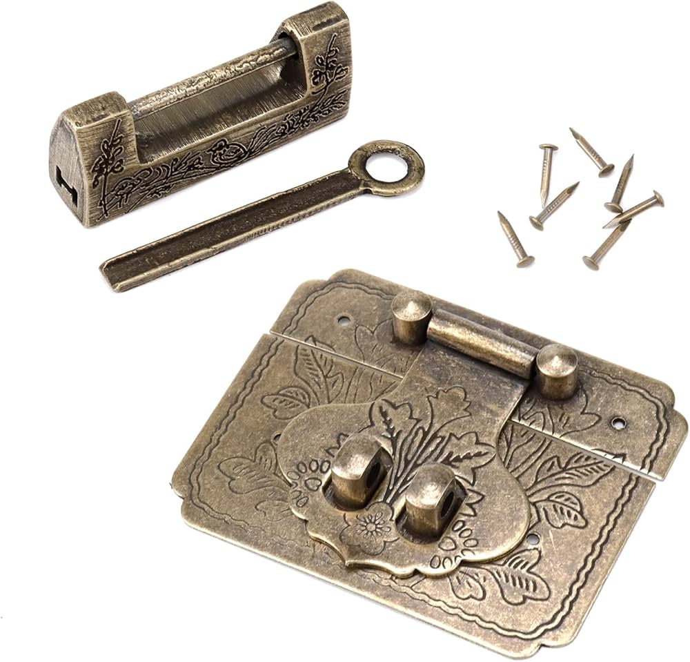 Amazon | Tighall ヴィンテージゴールドロックラッチ留め金 鍵付き