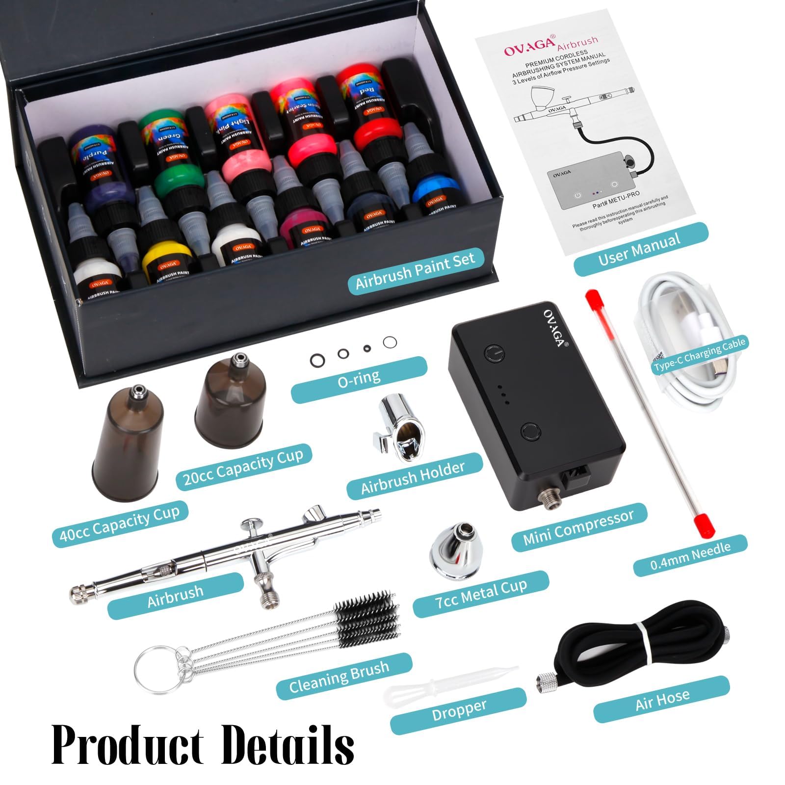 Amazon.com: OVAGA 32PSI Airbrush Kit with Compressor, Rechargeable