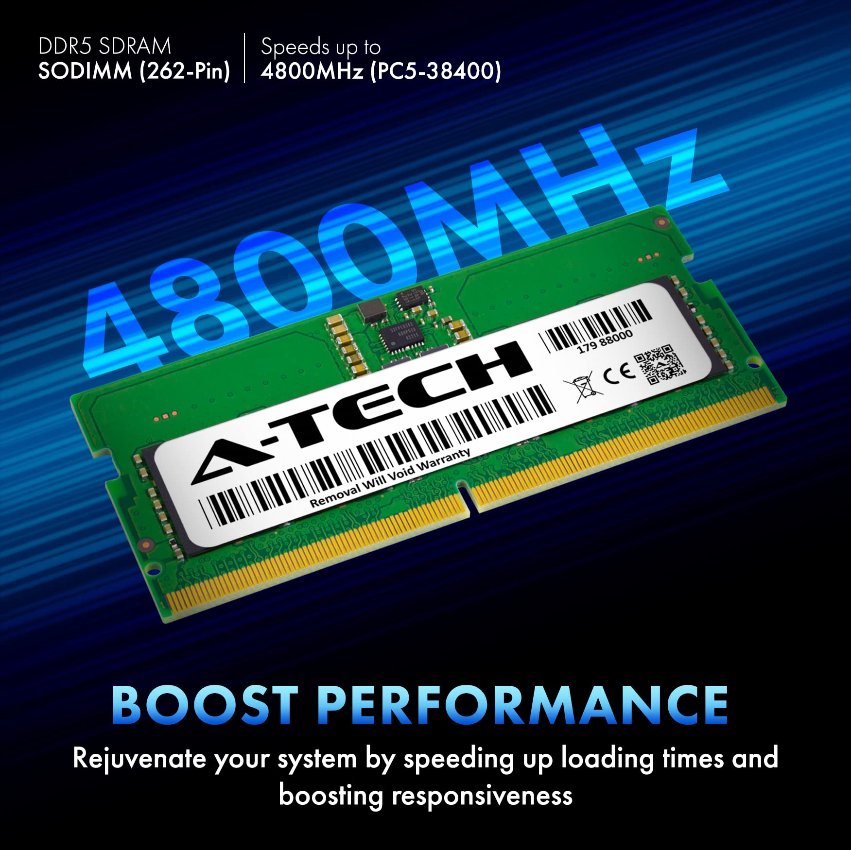 A-Tech 16GB Kit (2x8GB) DDR5 4800MHz PC5-38400 CL40 SODIMM 1.1V