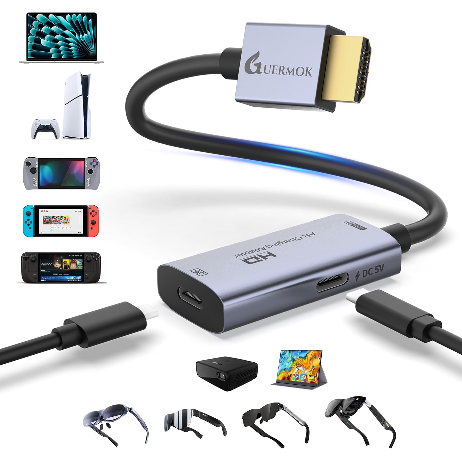 Amazon.co.jp: Guermok ARグラス用 HDMI to USB-C ディスプレイ