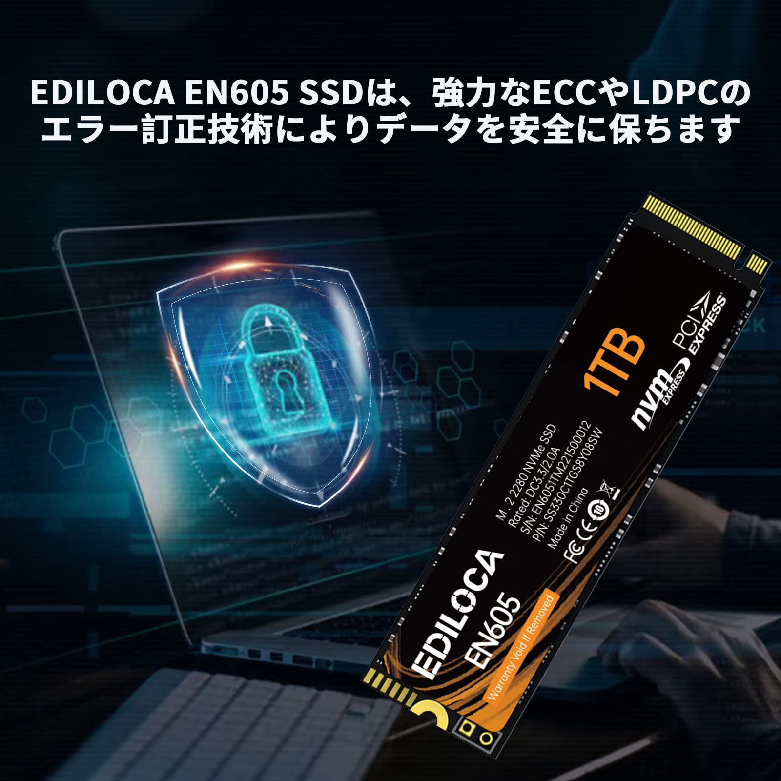 Amazon | EDILOCA EN605 SSD 1TB PCIe Gen 3.0×4 NVMe1.3 M.2 2280