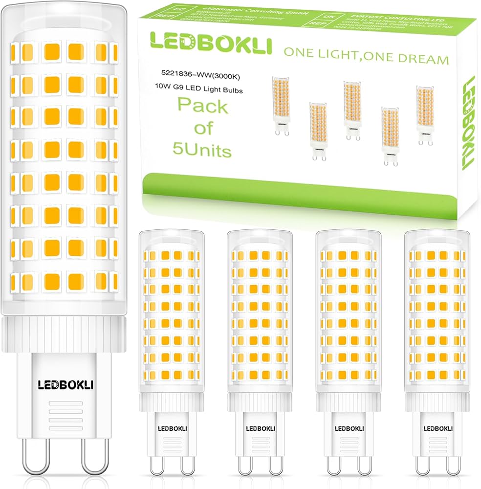 LEDBOKLI 10W G9 LED Light Bulb, Equivalent 80 Watt Incandescent