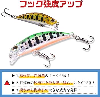 Amazon.co.jp: ミノー ルアーセット シンキングミノー 6cm 4.5g 10本