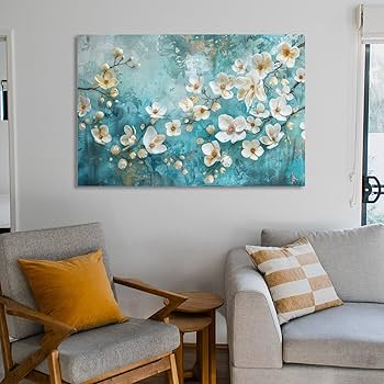 Amazon.co.jp: 絵画 咲く白い椿インテリア 絵画 魅力的な花 イラスト