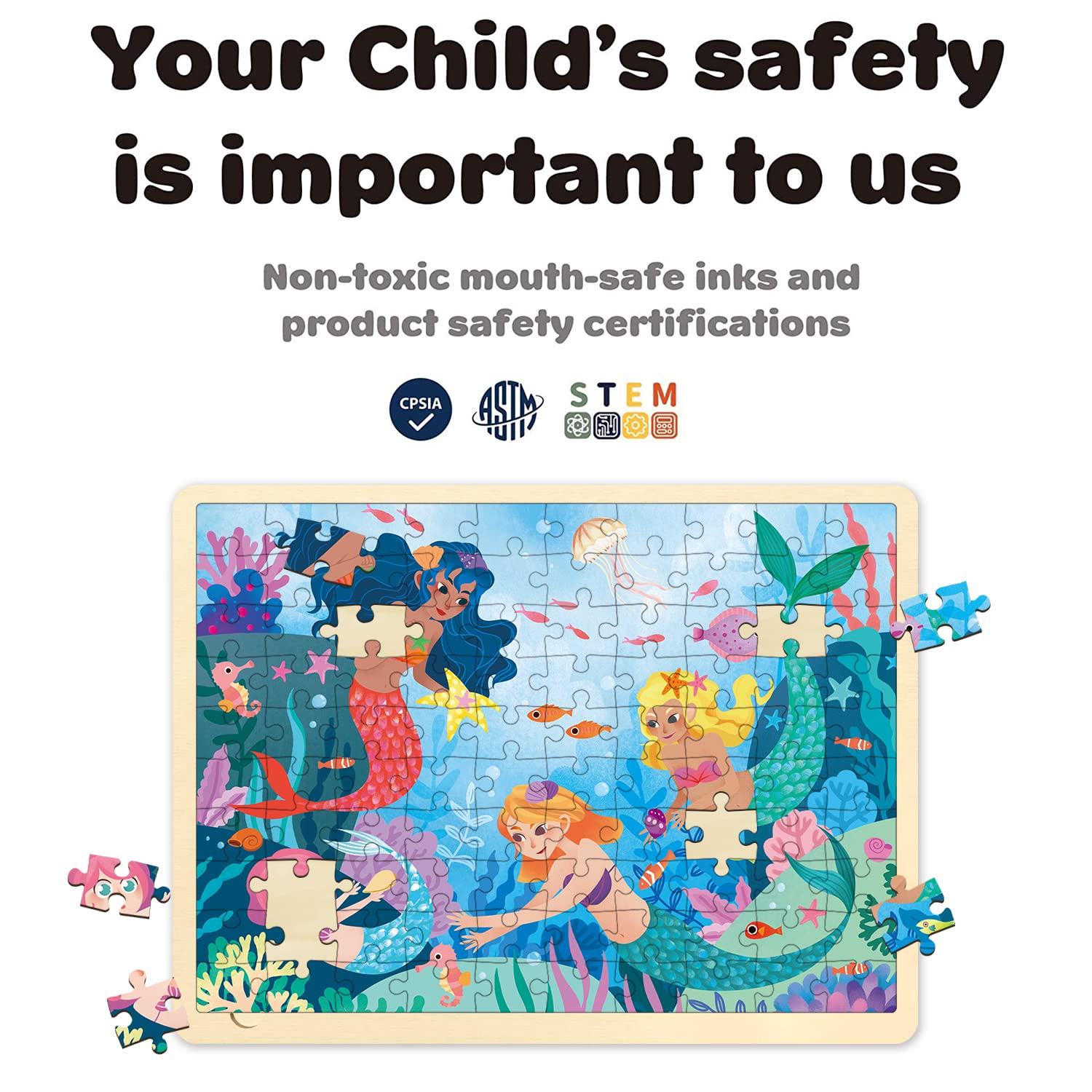 Amazon | MoinKidz 100ピースパズル 4~8歳のお子様向け 木製パズル 3~5