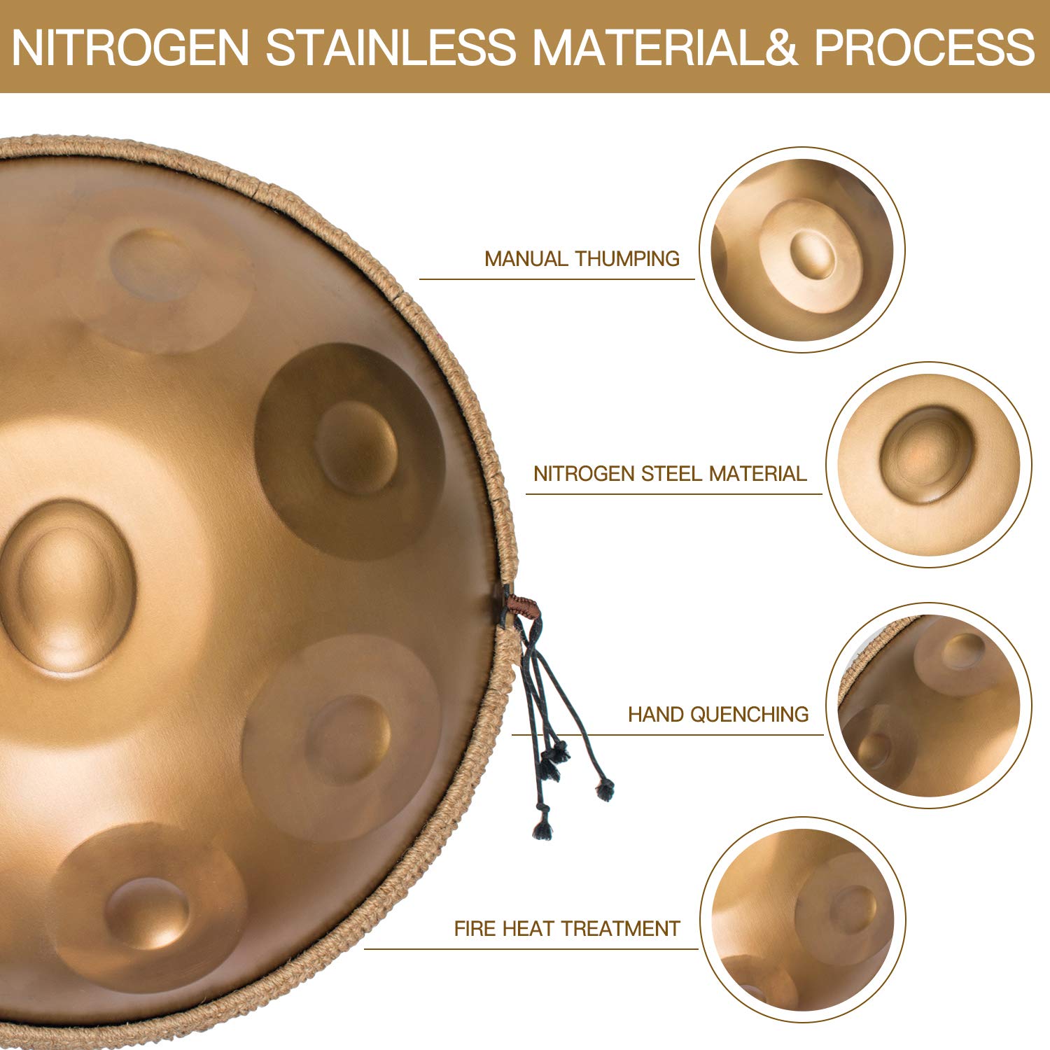 Amazon | ハンドパンドラム楽器、AS TEMANハンドパンニ短調9ノート22