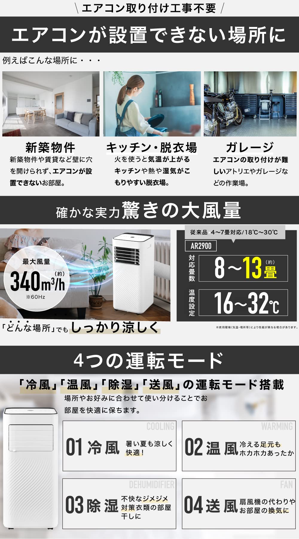 Amazon | NEOLEAD スポットクーラー 4way 移動式エアコン 移動式