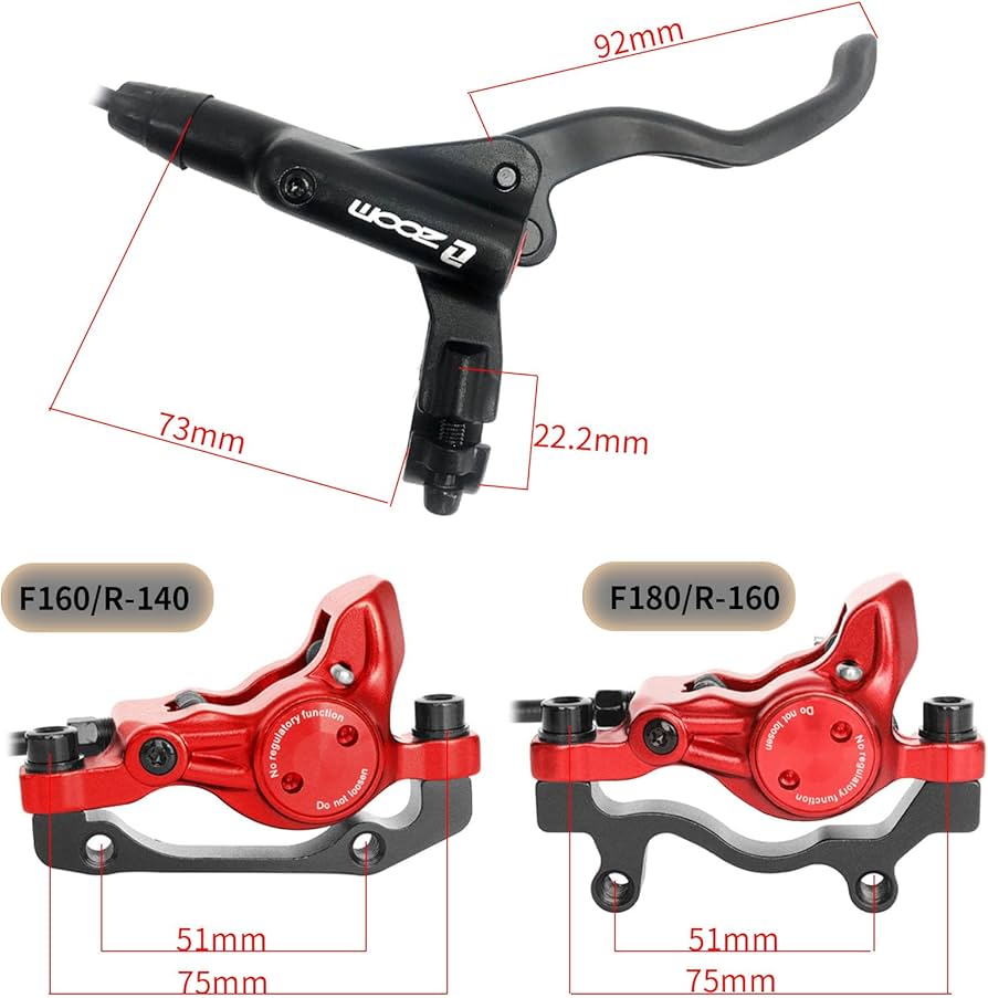 Amazon.com : HAIKS Zoom HB875 Hydraulic Disc Brakes Set, Red