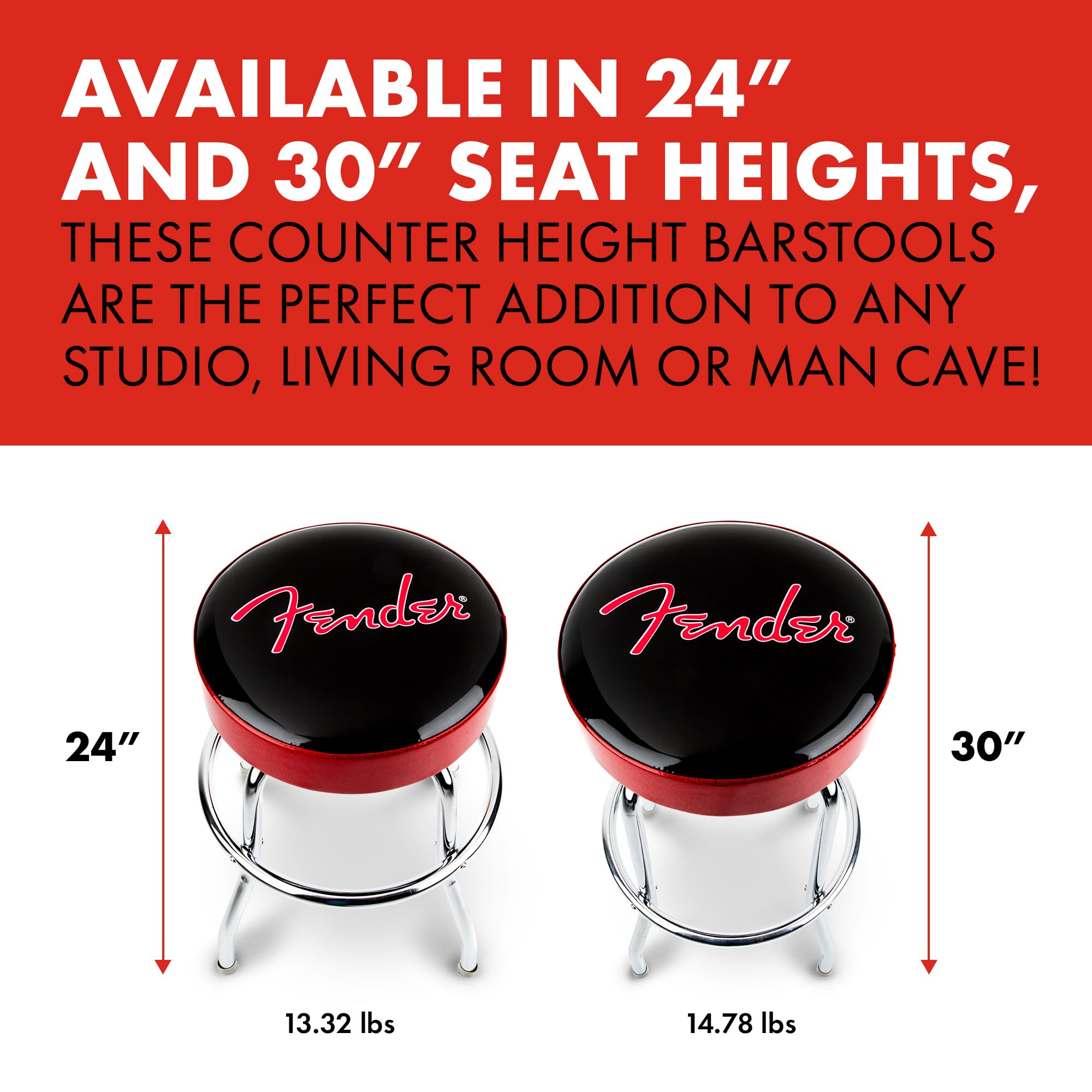 Amazon.com: Fender Red Sparkle Logo Swivel Barstool, Great Gifts