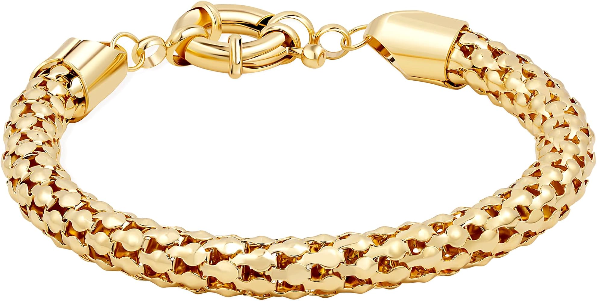 Amazon.com: Barzel 18K Gold Plated Popcorn Mesh Bracelet for Women