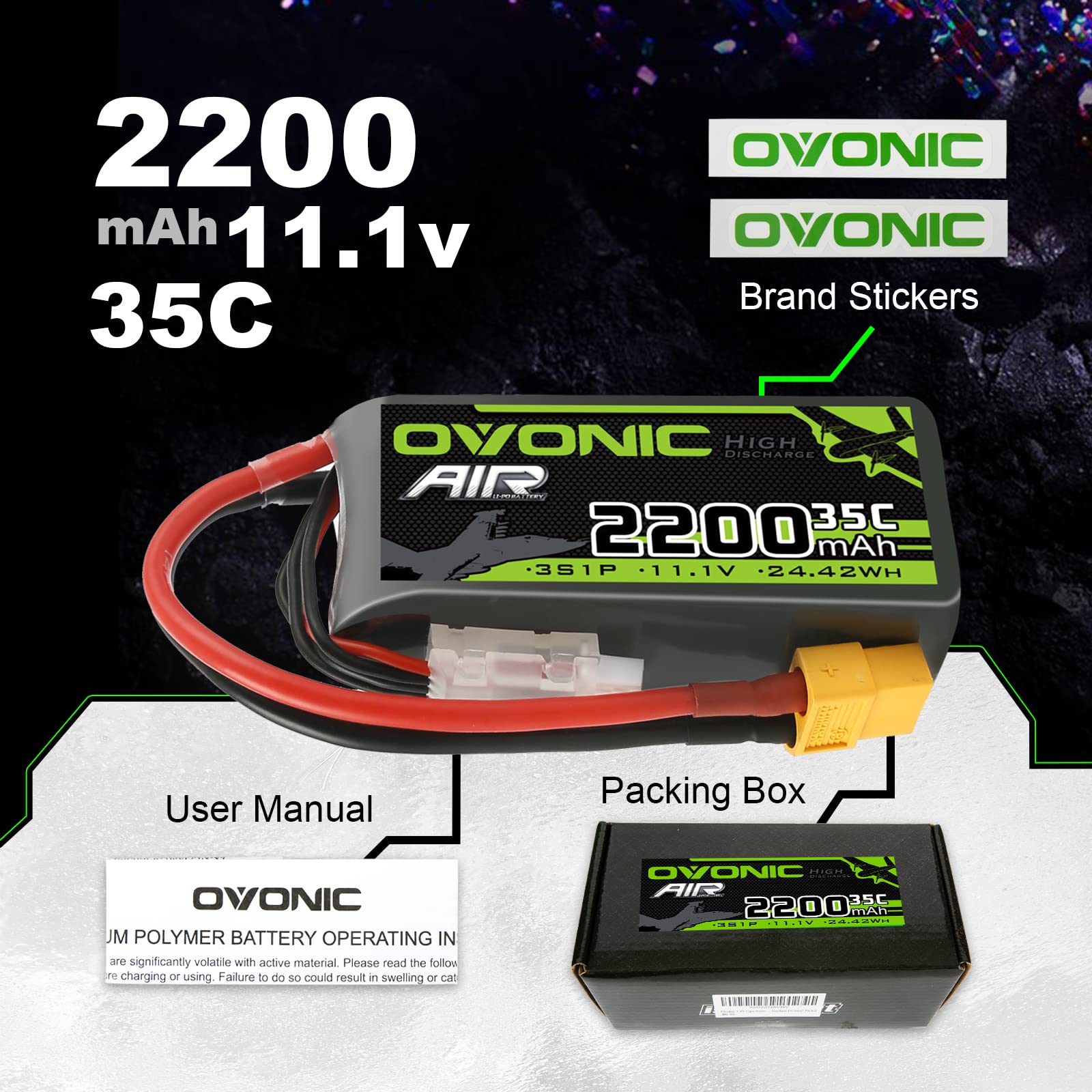 Amazon.com: OVONIC 3s Lipo Battery 35C 2200mAh 11.1V Lipo Battery