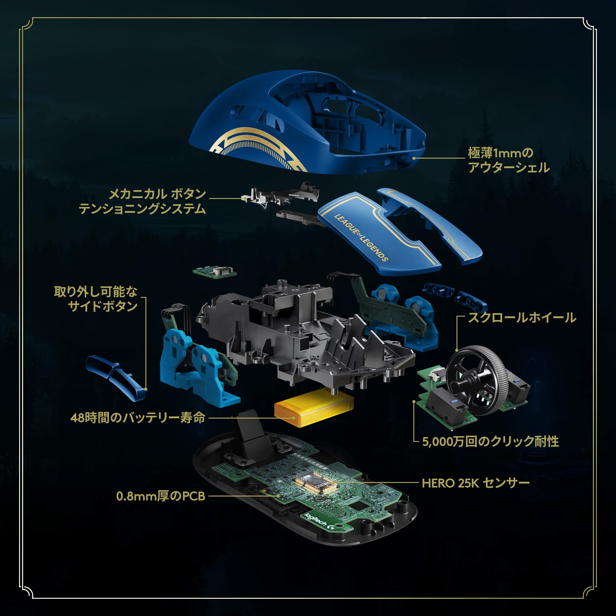 Amazon.co.jp: Logicool G PRO ワイヤレス ゲーミングマウス LoL HERO