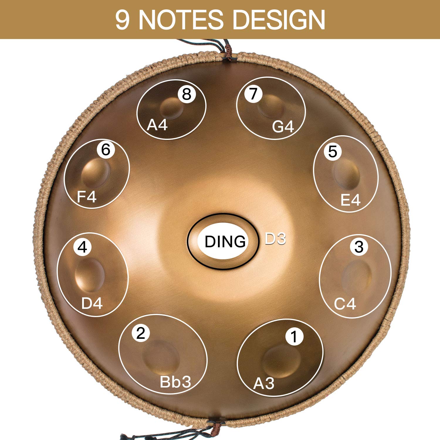 Amazon | ハンドパンドラム楽器、AS TEMANハンドパンニ短調9ノート22