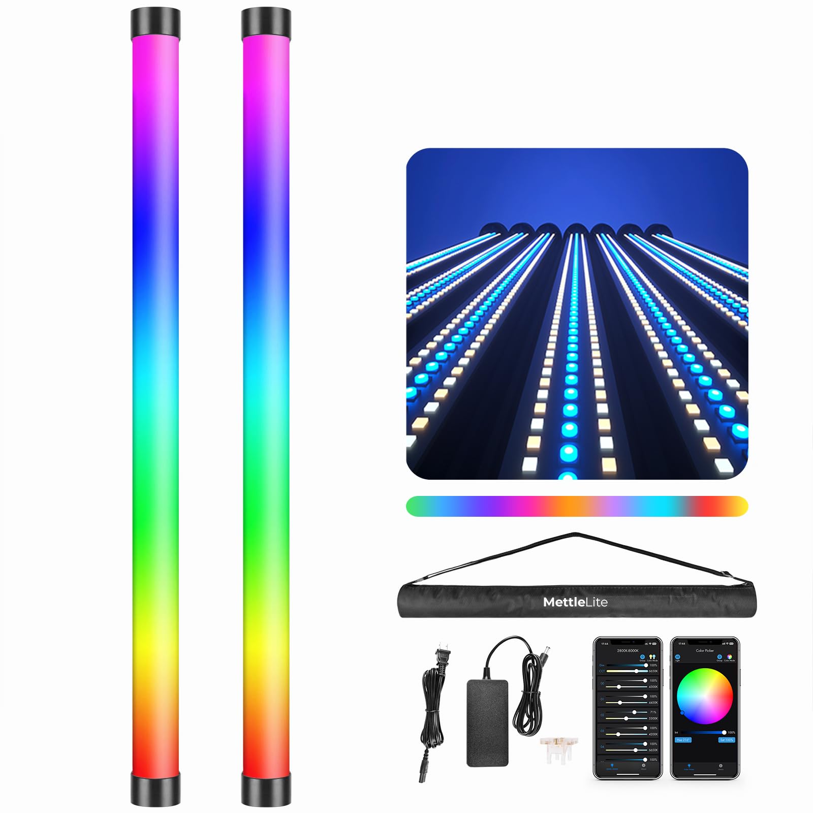Amazon.com : Mettlelite 2 Pack TLX2 Light Kit RGB Tube Light LED