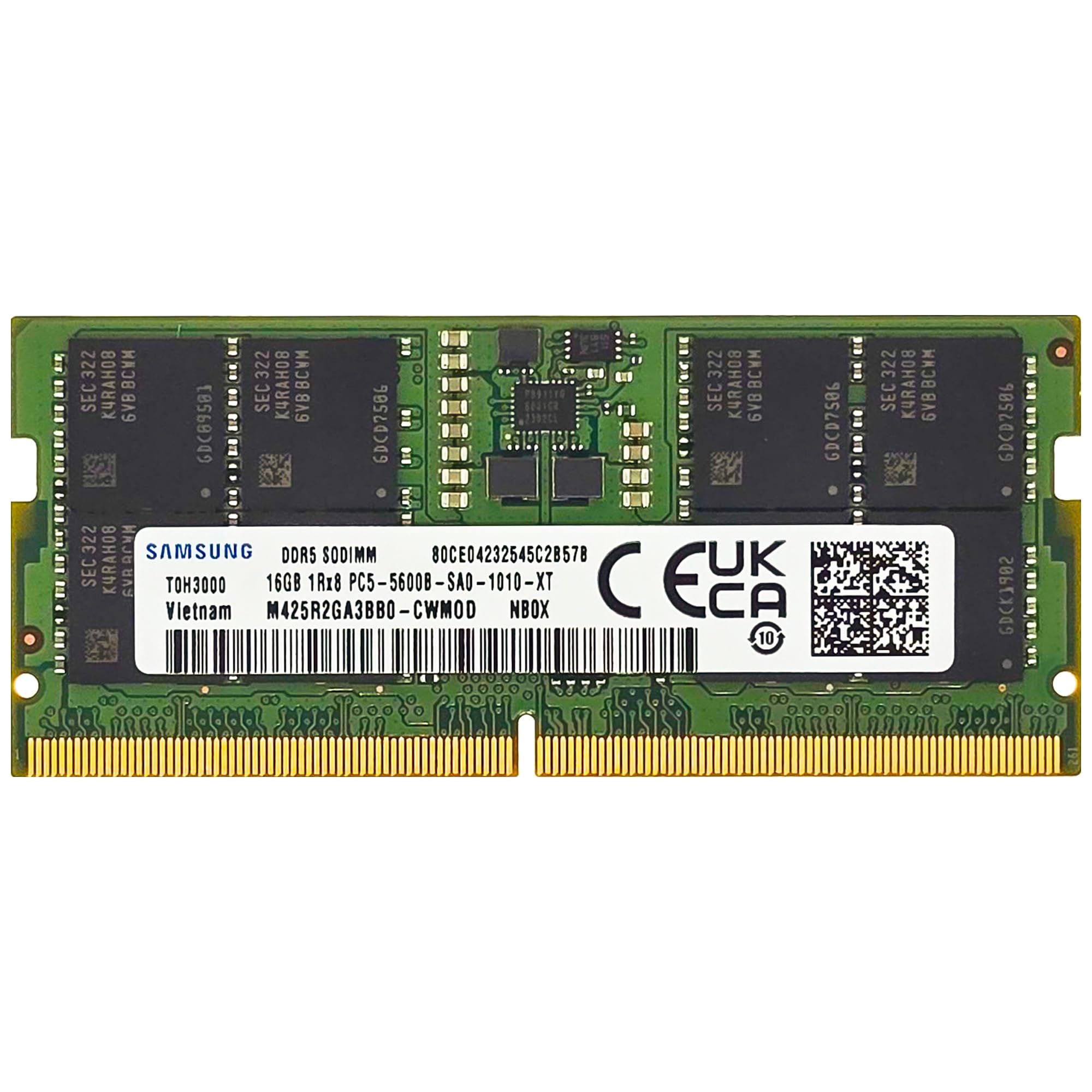 Samsung 16GB DDR5 5600MHz PC5-44800 CL46 SODIMM 1Rx8 Single Rank