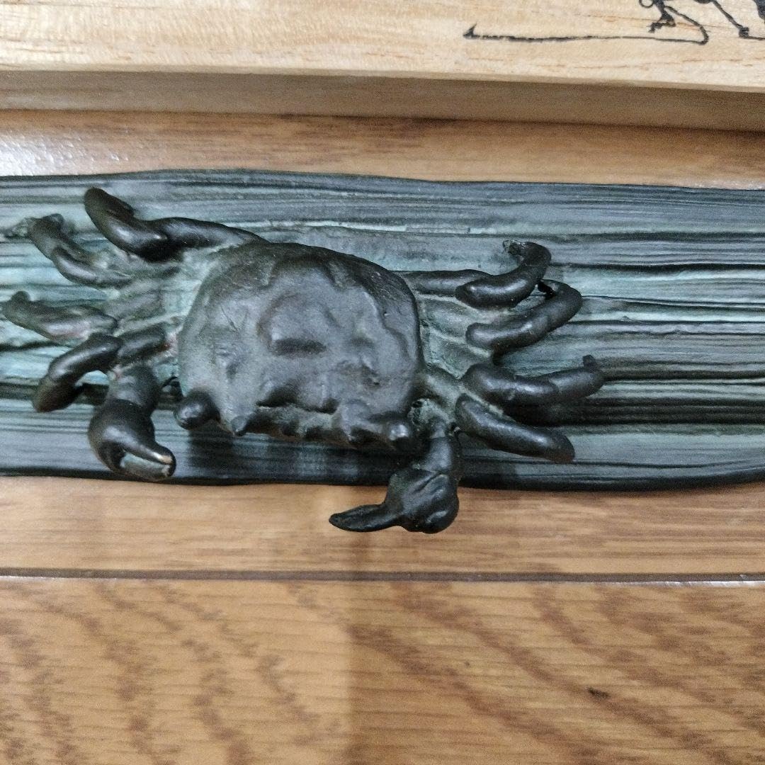 Amazon.co.jp: 文鎮 平井昇(昇甫) 蝋型鋳銅 蟹紐文鎮 共箱 高岡銅器