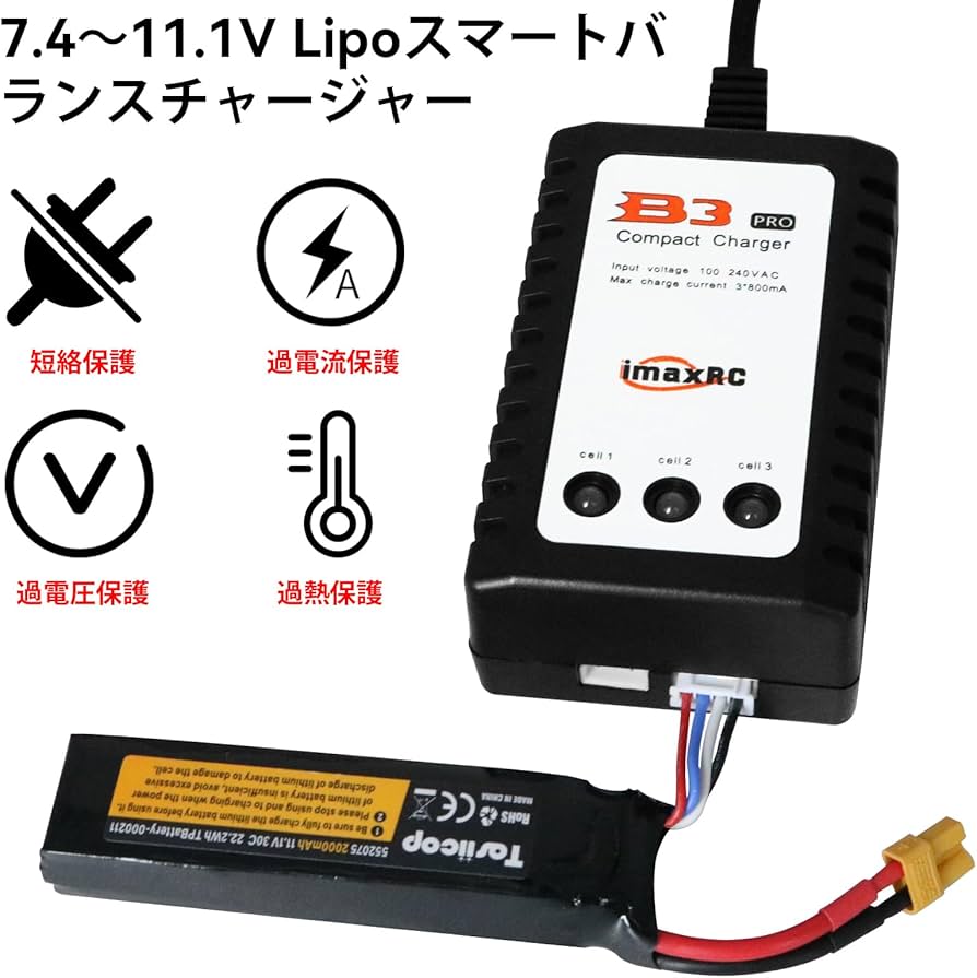 Amazon.co.jp: CowGoldChild B3 Pro リポバッテリー充電器 電動ガン