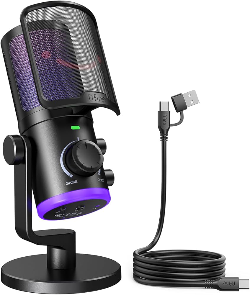 Amazon.co.jp: FIFINE USB コンデンサーマイク ゲーム/チャットラウ