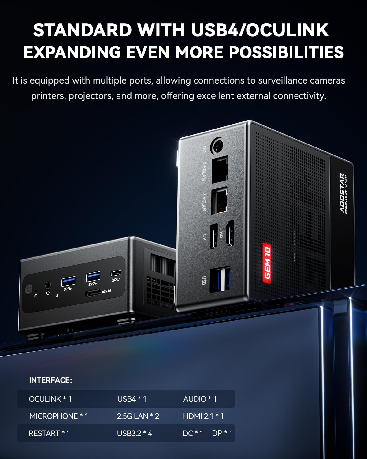 AOOSTAR GEM10 Mini PC, Ryzen 7 7840HS (8C/16T, up to 5.1GHz), 32GB