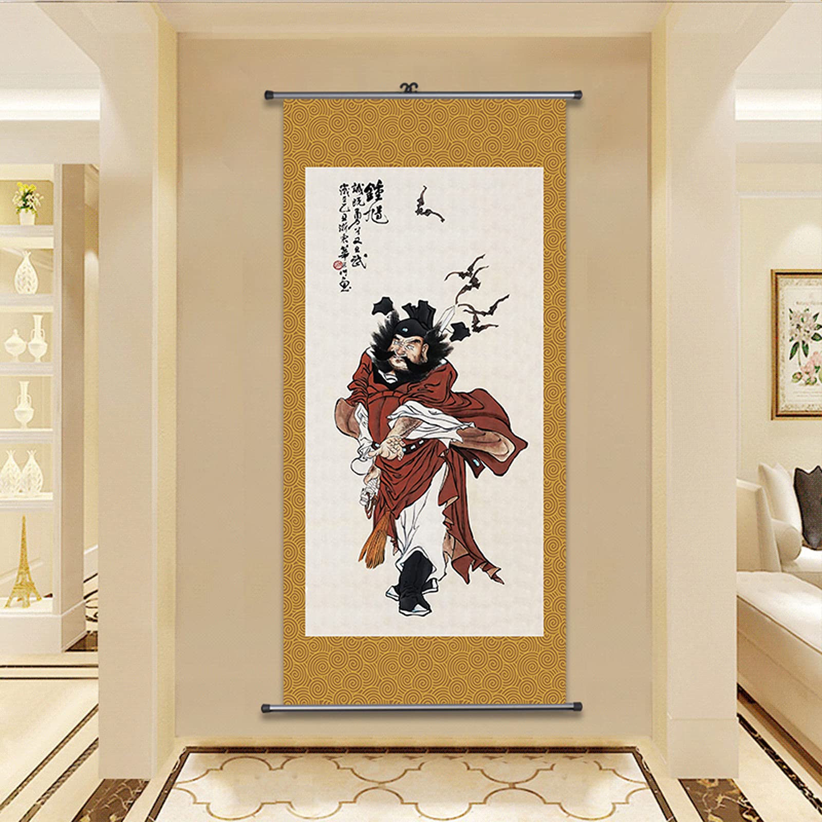 Amazon.co.jp: 端午の節句画掛軸-鍾馗/鍾馗様 天師鍾馗 人物画 床の間