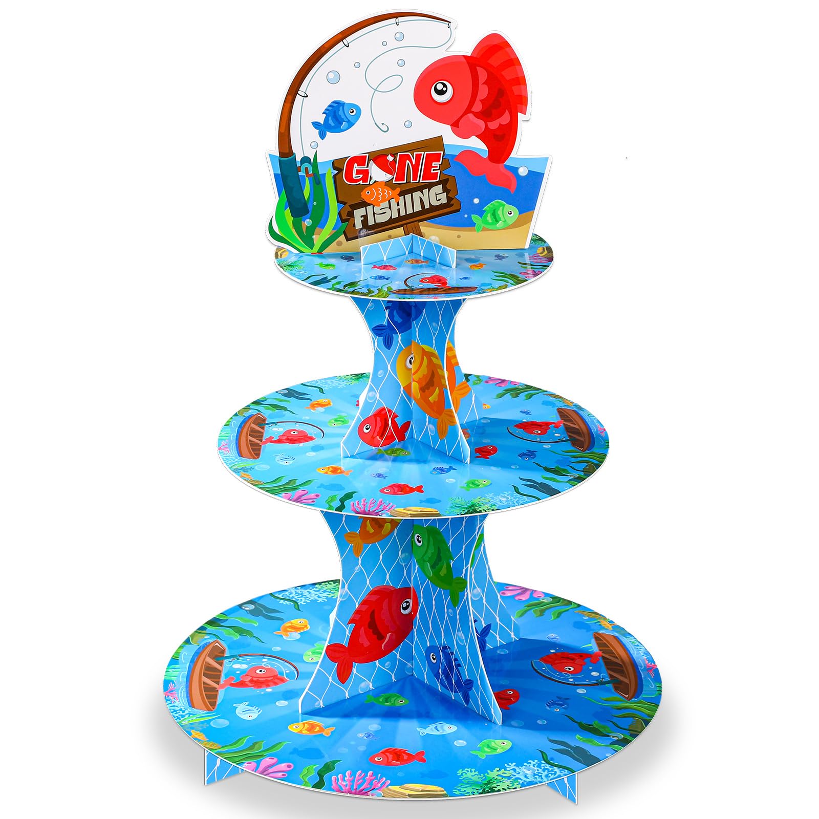 Amazon.com: Zopeal 3 Tiers Fishing Cupcake Stand Fishing Birthday