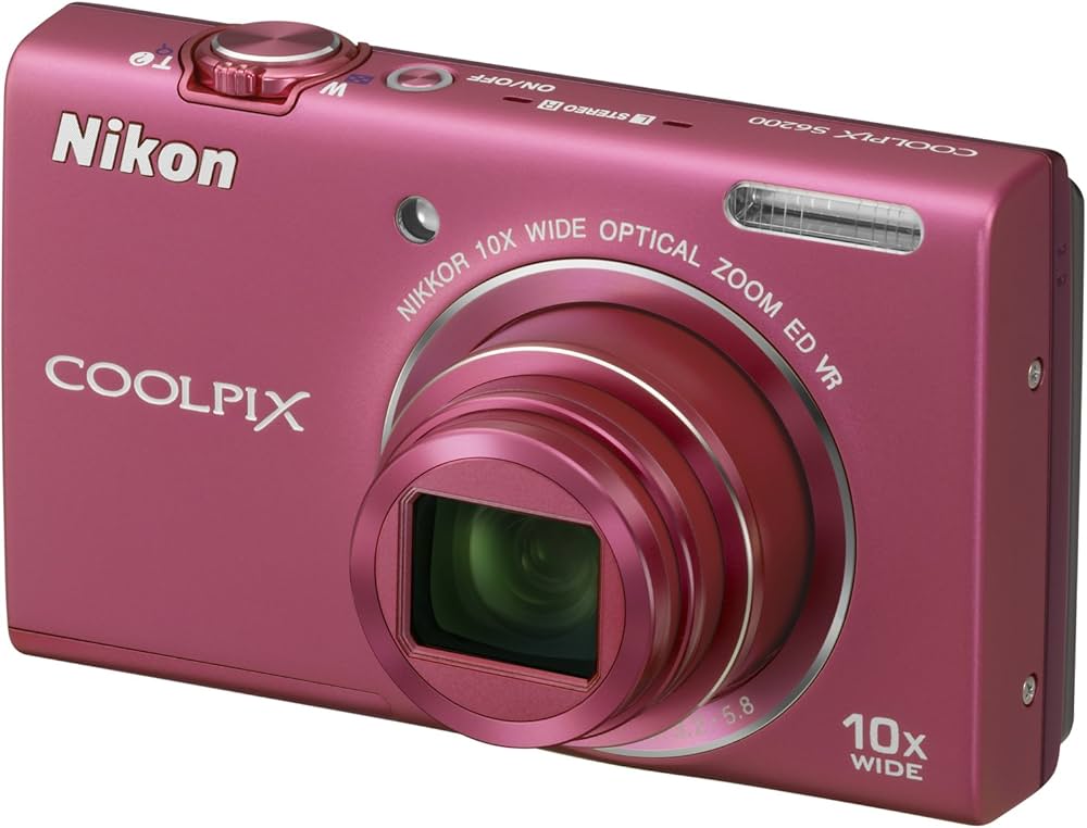 Nikon Coolpix S6200 Digital Camera - Pink (16MP, 10x Optical Zoom