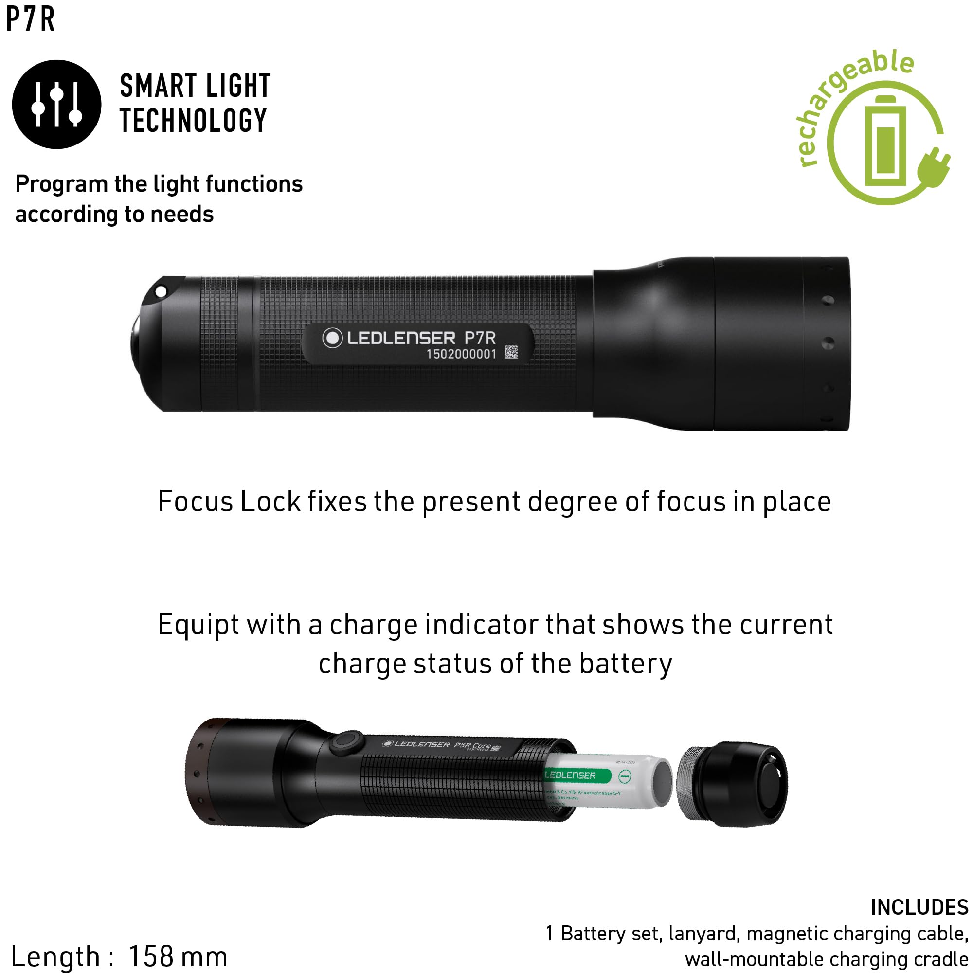 Amazon.co.jp: Ledlenser P7R 充電式懐中電灯 - アルミニウムボディ