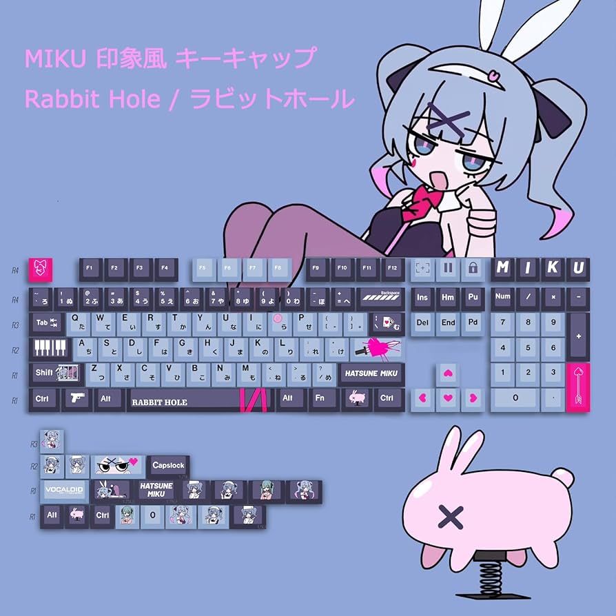 Amazon.co.jp: HIWOWO キーキャップ PBT染め 五面熱昇華 初音ミク