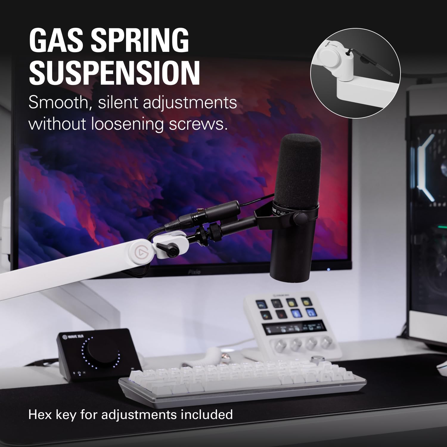 Amazon.com: Elgato Wave Mic Arm Pro White - 360° Rotatable Low