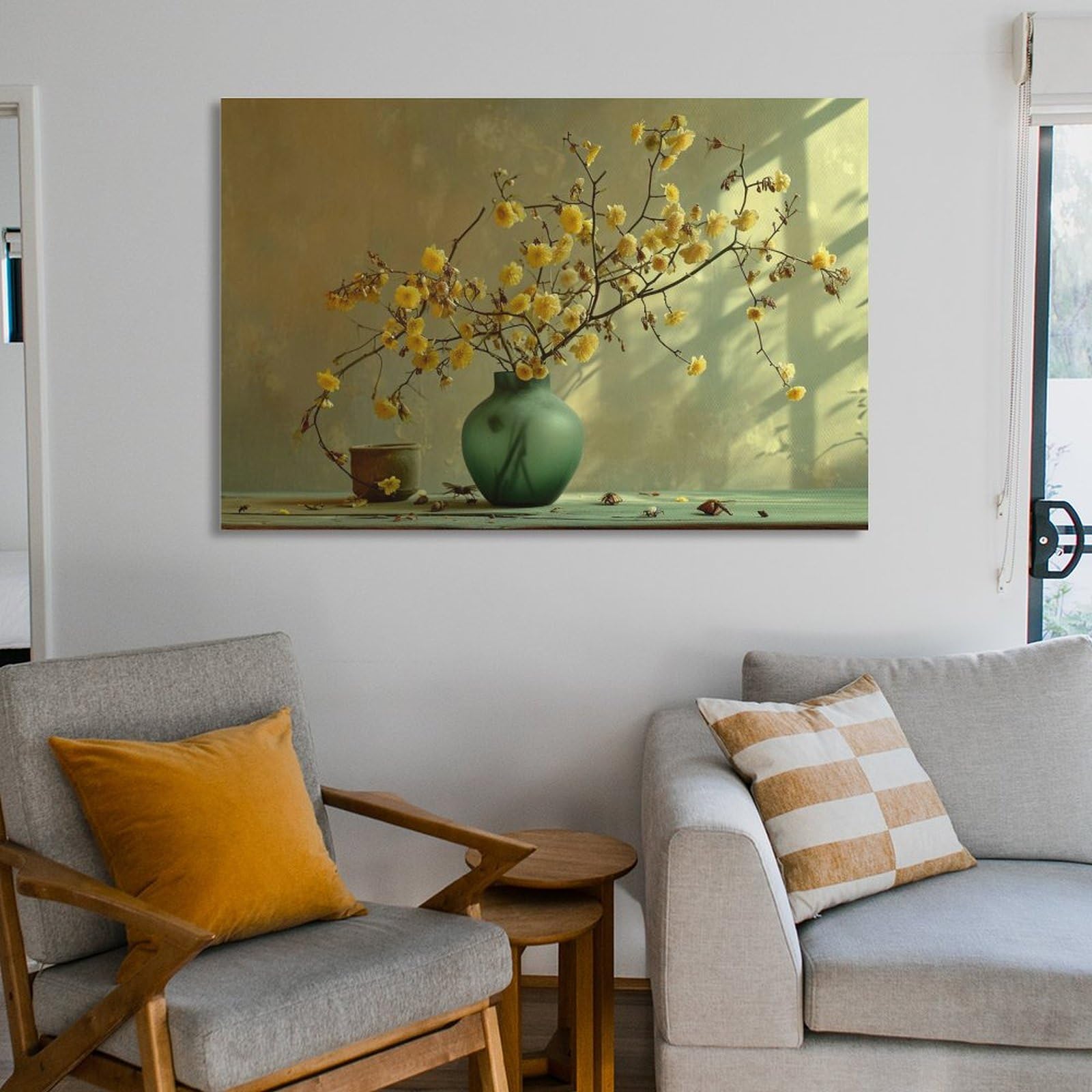 Amazon.co.jp: 絵画 暖かい日差しが家の中にある花瓶に差し込みます