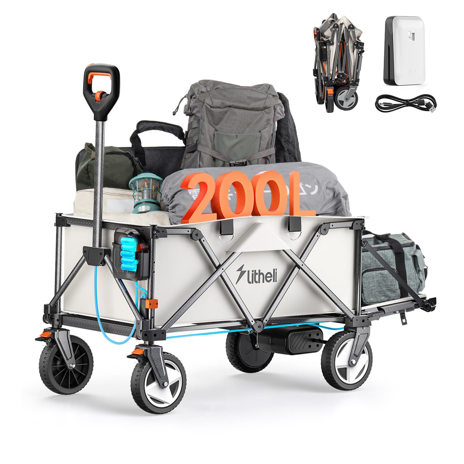 Amazon.co.jp: Litheli 電動キャリーワゴン 坂道運搬 大容量200L 耐