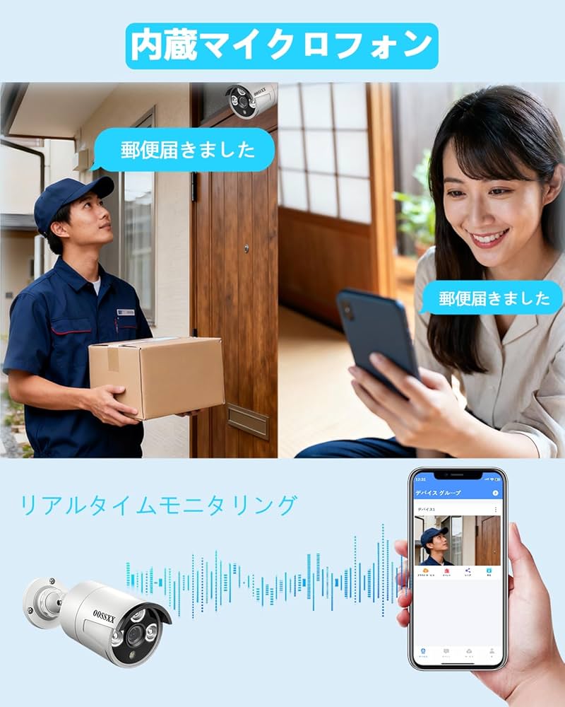 Amazon.co.jp: 【4K800万画素録画機・AI人体検知】 OOSSXX 防犯カメラ