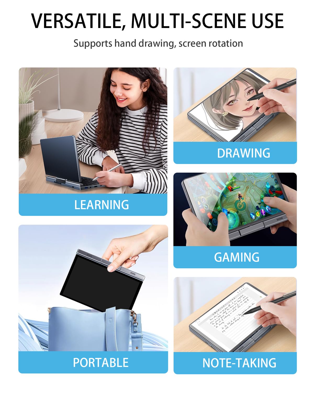 Amazon.com: KOOFORWAY 8 Inch 2-in-1 Mini Laptop,HD Rotatable Touch